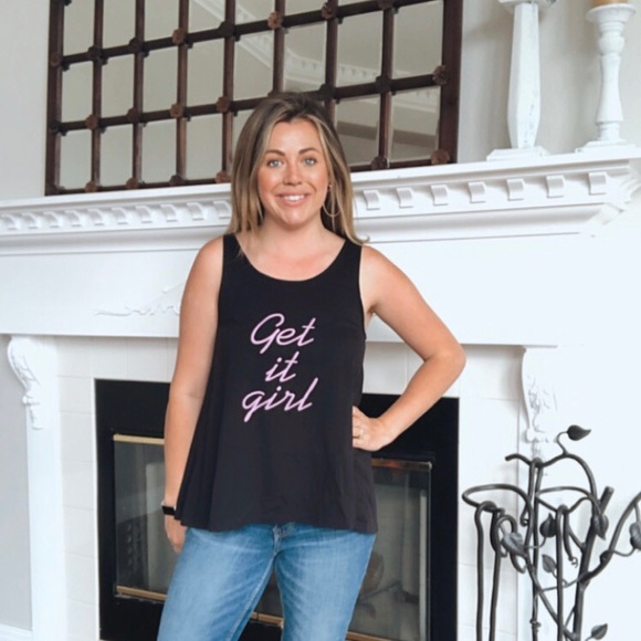 Get It Girl! Black Tank Top Girl Boss Sz Medium - Picture 2 of 7
